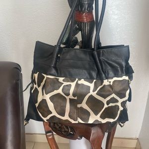 Black cow faux leather large handbag.